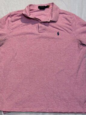 Polo Ralph Lauren Mens L Polo Shirt Classic Fit Casual Pink Short Sleeve